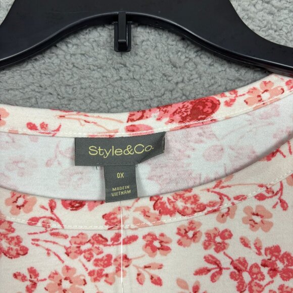 Style & Co Women's Floral Supima Cotton 3/4 Sleeve Top 0X Multicolor NWT's. - Picture 6 of 8
